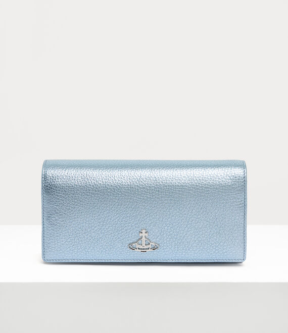 Vivienne Westwood Grain leather long wallet LG CH in LIGHT BLUE/SILVER HW